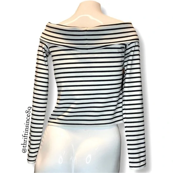10 Crosby Derek Lam Off Shoulder Striped Top Medium - Picture 5 of 8